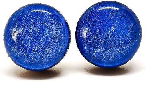 Miniatura 14 de Juego de Aretes de Tuercas, Brillo, 10 mm, Tuercas Redondas para Mujeres, Niñas y Hombres, Hecho a Mano, Postes de Acero Inoxidable para Orejas