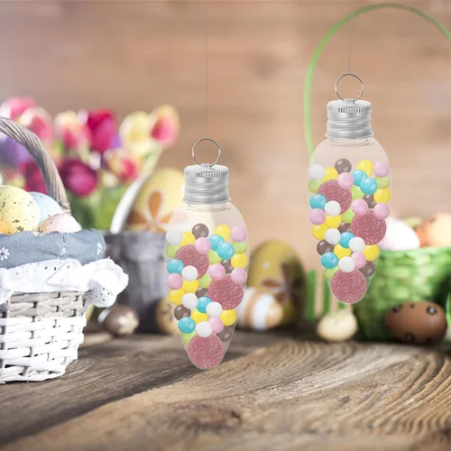 Miniatura 8 de TOYANDONA Bombilla pequeña para botella de caramelo, contenedor de adorno para relleno de calcetines, luz colgante, bombilla rellenable, bolas