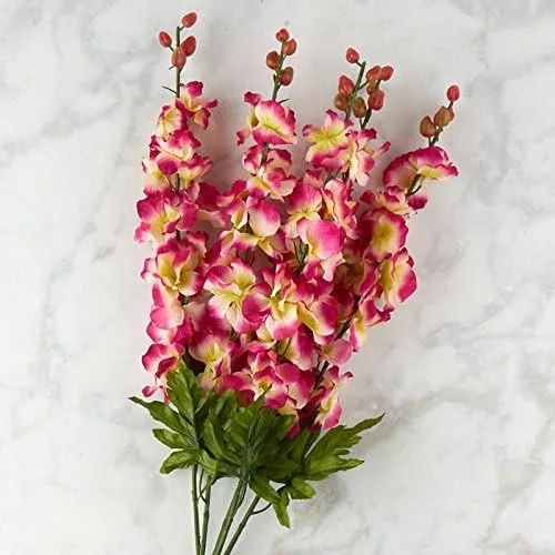Miniatura 9 de Factory Direct Craft Poly Silk Beauty Pink Delphinium Floral Bush para decoración de interiores