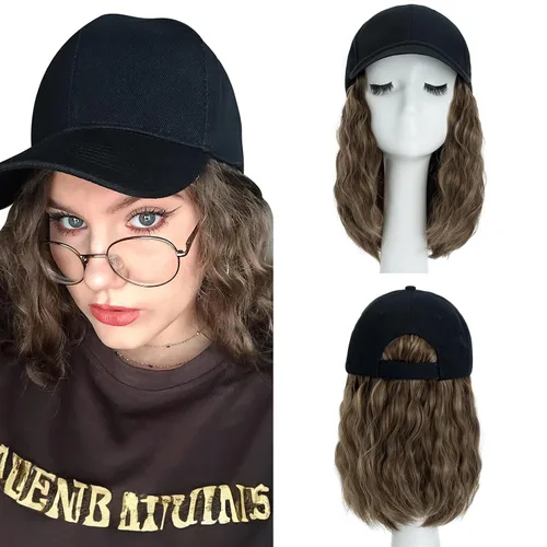 Miniatura 23 de SEGO Gorra de béisbol con extensiones de cabello para mujer, resistente al calor, sintético, 6 pulgadas, ajustable, corta, recta, peluca de repuesto
