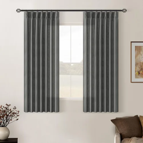 Miniatura 191 de Cortinas de lino natural con pliegues fruncidos de 120 pulgadas de largo para sala de estar, cortinas plisadas con ganchos y lengüeta trasera