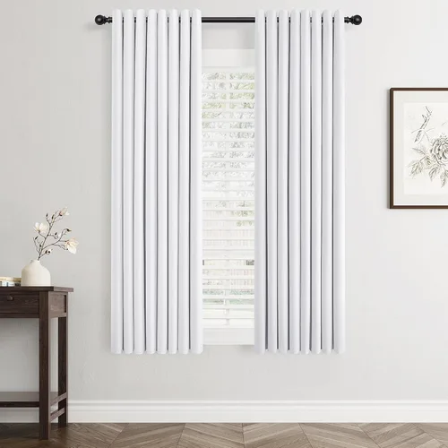 Miniatura 32 de Cream Linen Blackout Curtains 90 Length 2 Panels Set for Living Room Bedroom, 100% Black Out Thermal Insulated Linen Drapes, Room Darkening Grommet