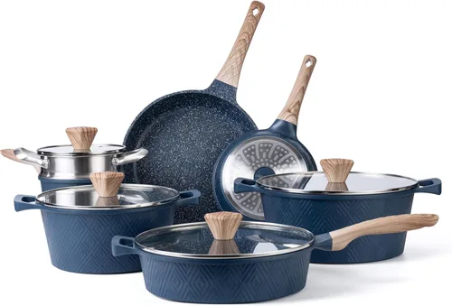 Miniatura 13 de Juego de utensilios de cocina antiadherentes de aluminio fundido Country Kitchen - Utensilios de cocina duraderos para cocina diaria, mango redondo