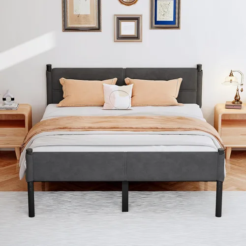 Miniatura 9 de Base de cama metálica, base de cama tamaño individual de 14 pulgadas con espacio de almacenamiento, base de colchón resistente y de trabajo pesado