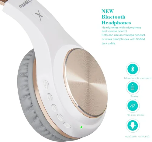 Miniatura 4 de Auriculares Bluetooth Riwbox, XBT-80 - Auriculares inalámbricos plegables con Bluetooth, estéreo, con micrófono y control de volumen, con cable e