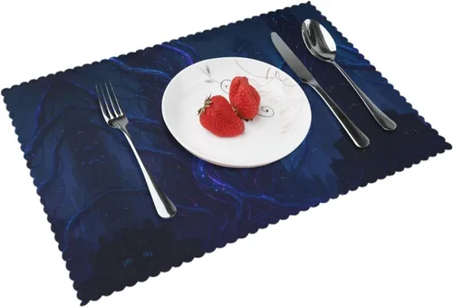 Miniatura 17 de Juego de 4 manteles individuales rectangulares, resistentes al calor 3D isométricos impresos para cocina y comedor