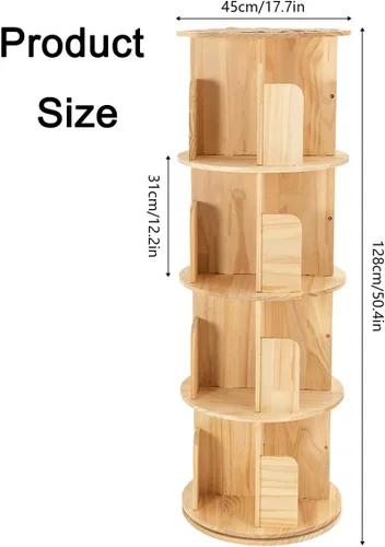 Miniatura 2 de Gdrasuya10 Estantería giratoria de 4 niveles para niños, estantería giratoria de 360 grados, estantería apilable para libros, estante