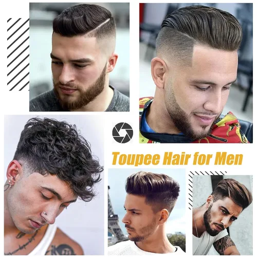 Miniatura 6 de Toupee - Sistema de reemplazo de cabello para hombres, cabello humano real, 5 x 7 pulgadas, base de encaje mono, extensión duradera para hombre