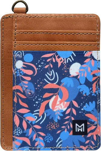 Miniatura 18 de Cartera Porta Tarjetas para Mujeres, Cartera delgada minimalista con bloqueo RFID, carteras de cuero, cartera elástica de bolsillo frontal