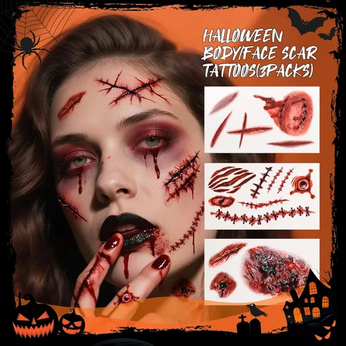 Miniatura 6 de docolor Juego de brochas de maquillaje, 5 brochas de maquillaje góticas de Halloween, contorno de polvo, delineador de ojos, juego de pinceles