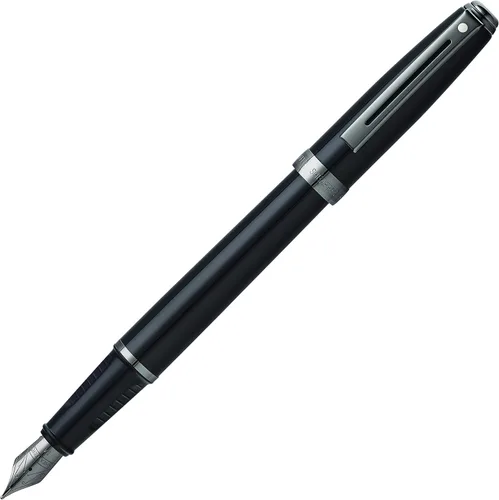 Miniatura 22 de Sheaffer Prelude - Bolígrafo de laca de ónix negro con tapa de paladio perseguido y ribete chapado en oro de 22 quilates