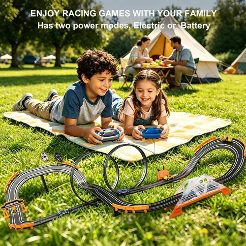 Miniatura 7 de Juegos de carreras de coches de tragamonedas con 4 coches de tragamonedas de alta velocidad, juego eléctrico de doble carreras con 2 controladores