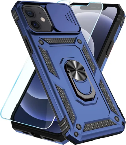 Miniatura 24 de SunStory Funda compatible con iPhone 12 Pro Max con protector de pantalla HD, cubierta de cámara deslizante y soporte de anillo giratorio