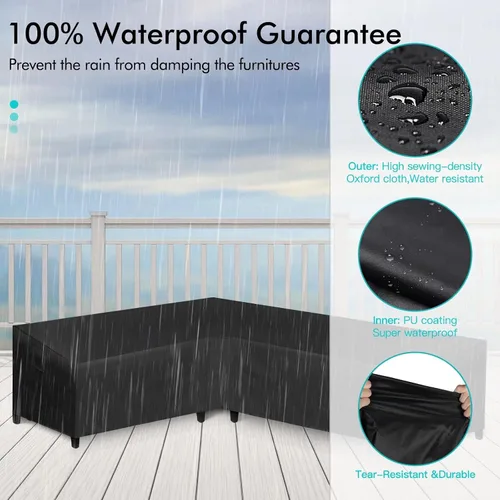 Miniatura 4 de WLEAFJ Funda de sofá modular para patio en forma de L, impermeable, de alta resistencia para exteriores con ventilación, con orientación a