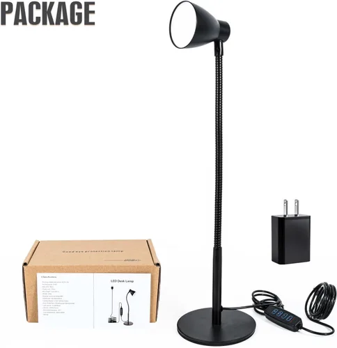 Miniatura 9 de Lámpara de escritorio LED de cuello de cisne regulable pequeña para oficina en casa, luz de lectura CRI 90+ cuidado de los ojos, brillo ajustable