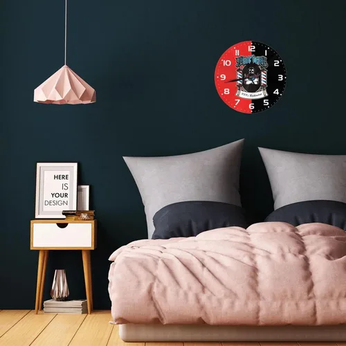 Miniatura 5 de Reloj de pared personalizado para peluquería, añade tu texto, reloj de peluquería rojo personalizado, reloj de pared para salón de belleza, regalo