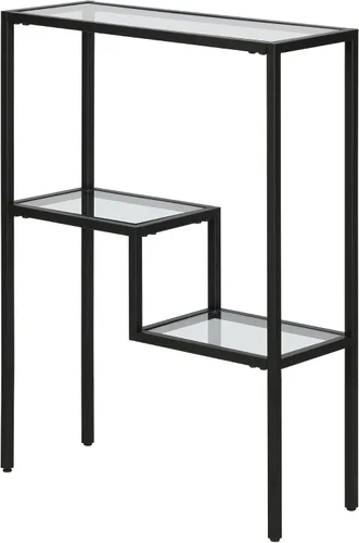 Miniatura 5 de Henn&Hart Mesa rectangular de vidrio estrecha de 22 pulgadas, mesa de entrada, mesa de sofá con estante de vidrio de dos niveles para entrada, sala