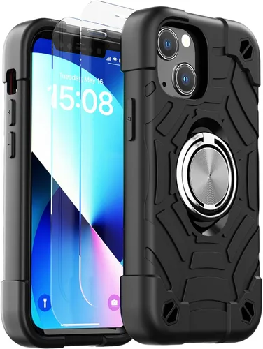 Miniatura 49 de KCJ Funda para iPhone SE 2022/2020, iPhone 8/7/6/6S, con [2×Protectores de Pantalla][Soporte de Anillo] Silicona Suave+PC Duro Protección Completa