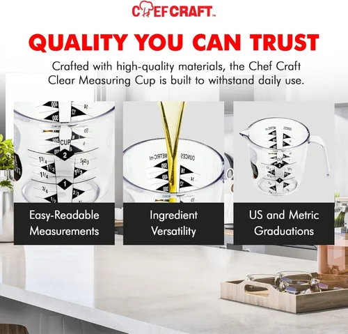 Miniatura 6 de Taza de medición de plástico Chef Craft Select, 2 tazas, transparente