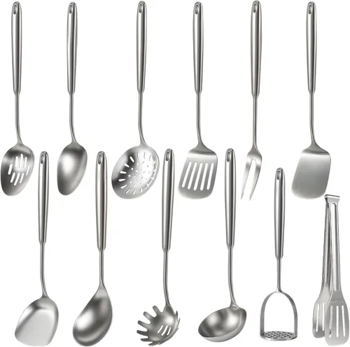 Miniatura 12 de Newness Cuchara Ranurada, [A Prueba de Óxido, Formación Integral, Duradera] Espumadera Ancha de Acero Inoxidable 304 con Mango Ergonómico de Vacío