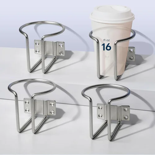 Miniatura 9 de marinexplore 4 Piezas Portavasos para Barco, Portavasos de Acero Inoxidable Montado en la Pared para Bebidas, Portavasos de Anillo Negro Soporte