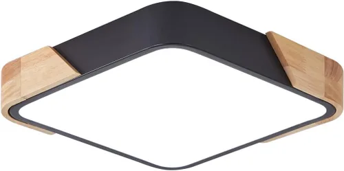 Miniatura 10 de Lámpara de techo LED moderna, 2 paquetes de luces de techo de montaje empotrado de madera, luces de cocina LED y accesorios de iluminación