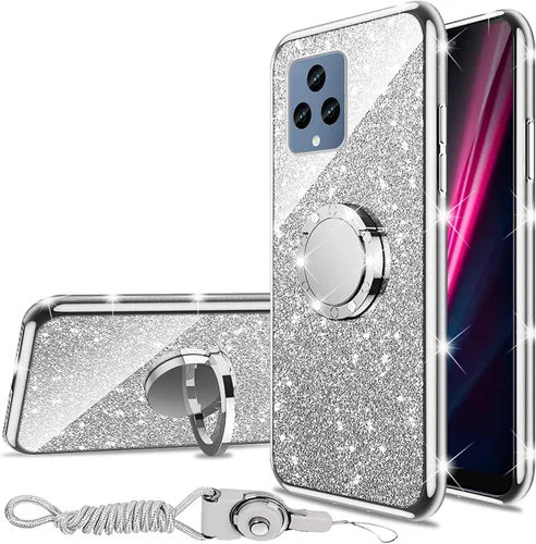Miniatura 9 de Funda para T-Mobile Revvl 6 5G (no Revvl 6 Pro), Funda para T-Mobile T Phone 5G/Revvl 6X Niñas Mujeres Glitter Linda Cubierta Transparente de Púrpura