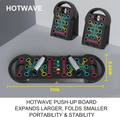 Miniatura 7 de HOTWAVE Push Up Board Fitness, Portable Foldable 20 in 1 Push Up Bar at Home Gym, Pushup Handles for Floor. Professional Strength Training Equipment