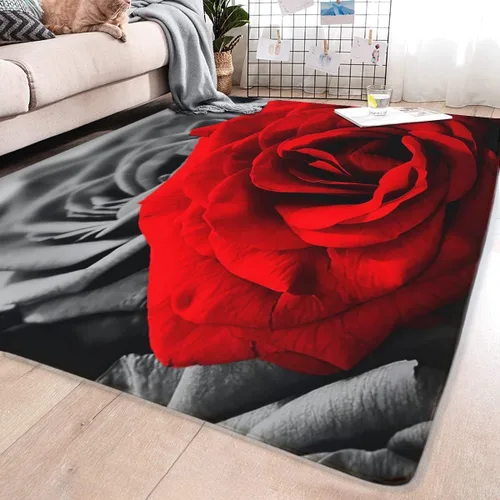 Miniatura 2 de Alfombra grande para casa de campo, romántica rosa, negro, blanco, rojo, pintura abstracta, alfombra de área, decoración del hogar, alfombra