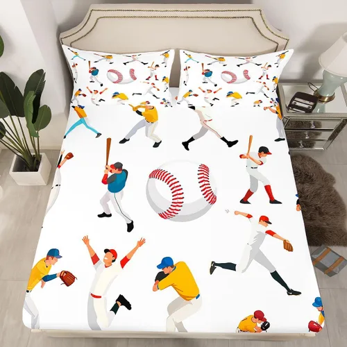 Miniatura 9 de Juego de ropa de cama de fútbol, tamaño individual, juego de pelota para niños, sábana bajera, pelota deportiva, color blanco y negro, ropa de cama