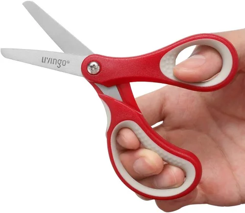 Miniatura 3 de LIVINGO Tijeras para niños zurdos y diestros de 5 pulgadas, tijeras de hoja de acero inoxidable afiladas de seguridad para niños, escuela, maestros