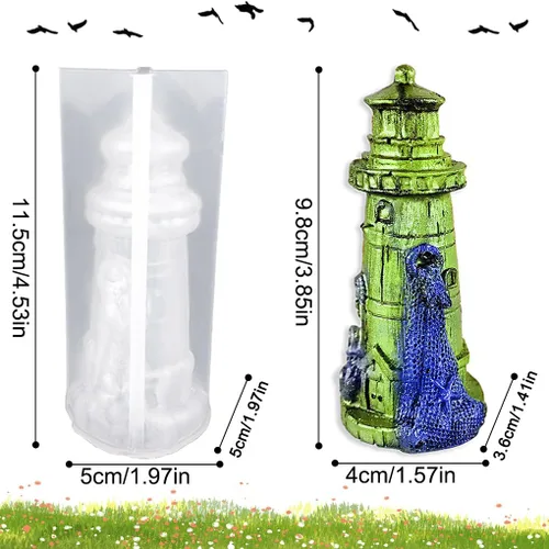 Miniatura 5 de Molde de resina de faro 3D, molde de silicona para velas de torre, molde de fundición epoxi náutica para bricolaje, pastel, fondant, jabón, playa