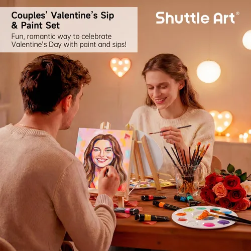 Miniatura 2 de Shuttle Art Kit de pintura para adultos y parejas, kit de pintura para citas nocturnas y manualidades, con 2 paquetes de pintura de 15 colores, 2