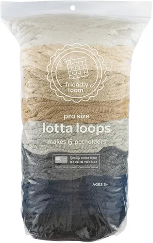 Friendly Loom Bucles de tejido de algodón de calidad en colores neutros – Tamaño PRO de 10 pulgadas | Hace 6 agarraderas coloridas | Recambio de