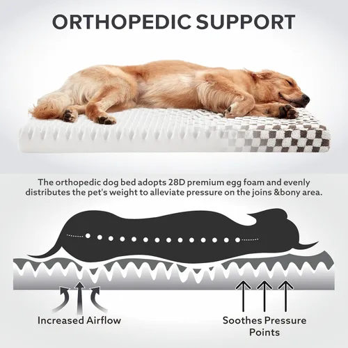 Miniatura 3 de JOEJOY Cama para perros medianos, cama ortopédica grande para perros con funda extraíble lavable, bonita cama moderna de felpa y espuma de memory