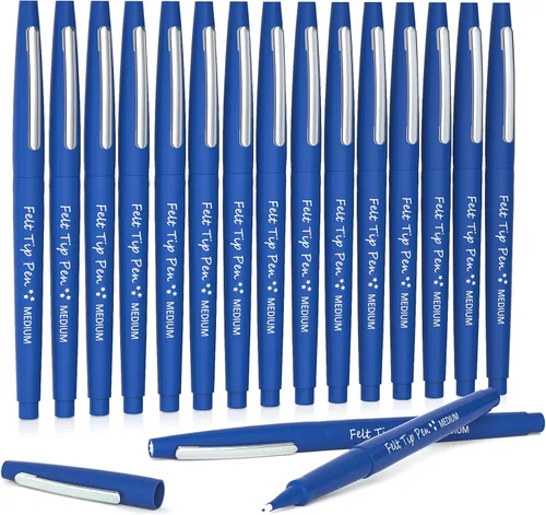 Miniatura 17 de Lelix Bolígrafos de punta de fieltro, paquete negro de 15 unidades, punta media de 0.7mm, marcadores de punta de fieltro para diario, escritura