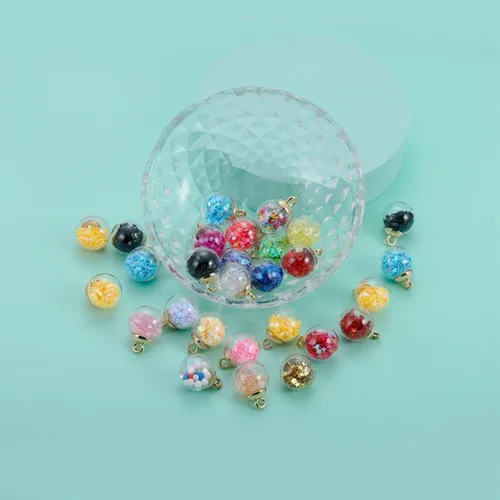 Miniatura 6 de 10 unids/lote de 0.630 in transparente bola de cristal encantos estrella lentejuelas colgantes para DIY pendientes collar joyería fabricación