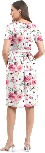 Miniatura 6 de SUNNYBUY Vestido de maternidad para mujer, vestido de maternidad casual, vestido de embarazo, longitud hasta la rodilla con cinturón