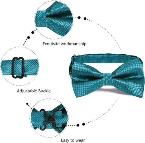 Miniatura 5 de Alizeal Mini cuadrados de color sólido para hombre, pajaritas preatadas formales, cuadrado de bolsillo, juego de gemelos para boda, fiesta, negocios