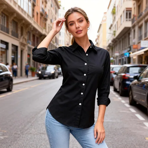 Miniatura 3 de Jandukar Camisas de manga larga con botones para mujer, camisas de traje para mujer