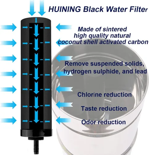 Miniatura 3 de Huining 2 filtros de agua negros - Sistema de filtro de agua por gravedad para el hogar - Compatible con Berkey