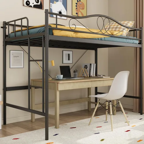 Miniatura 14 de IDEALHOUSE - Litera de camas individuales con escalera y barandilla de seguridad completa, litera de metal resistente de camas individuales