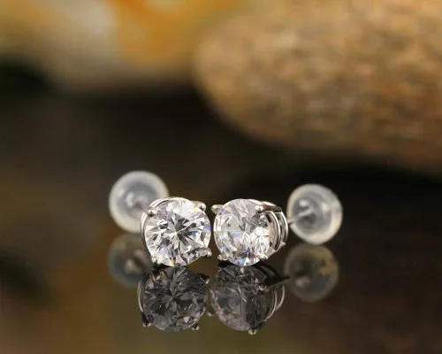 Miniatura 2 de GNG Aretes de oro blanco y amarillo de 14 quilates hechos con circonita cúbica. 1.0 a 3.00ctw