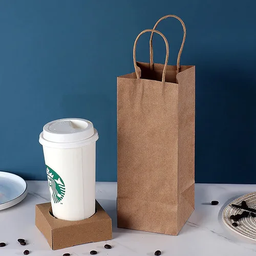 Miniatura 7 de WUWEOT Paquete de 50 bolsas de papel para vino, 5.6 x 3.3 x 12.6 pulgadas, bolsa reciclable de vino marrón, bolsa de regalo de papel kraft