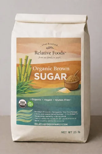 Miniatura 6 de Relative Foods Bolsa resellable de azúcar moreno orgánico de 3 libras. Empaquetada en nuestra instalación sin alérgenos, sin gluten. Certificado sin