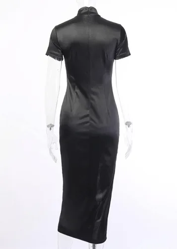 Miniatura 6 de Vestido largo negro gótico para mujer, elegante vestido de noche vintage, bordado chino, vestido de fiesta gótico ajustado