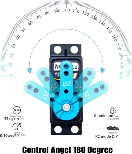 Miniatura 4 de FEETECH Servomotor de 77.2 lbs 7.4 V de alto voltaje impermeable de alto par RC servo servo de metal completo servo digital, caja de aluminio