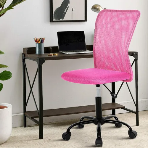 Miniatura 3 de Silla ergonómica de oficina silla de escritorio barata con ruedas, soporte lumbar sin brazos, pequeña, moderna, ajustable, espalda media para el Azul