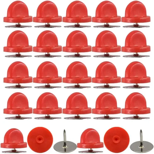 Miniatura 10 de Juego de 200 unidades/100 pines de goma de 0.394 pulgadas con pines de metal en blanco, tapa para pines de solapa, broches, corbatas, sombreros