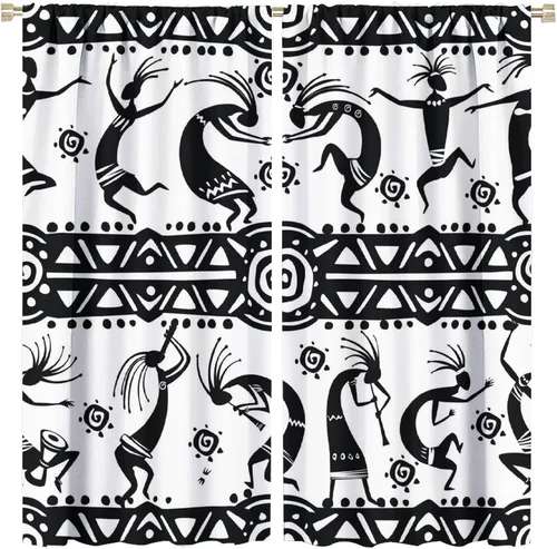 Miniatura 31 de Kokopelli - Cortinas opacas para cocina, decoración de sala de estar, dormitorio, 21 x 45 pulgadas, 2 paneles